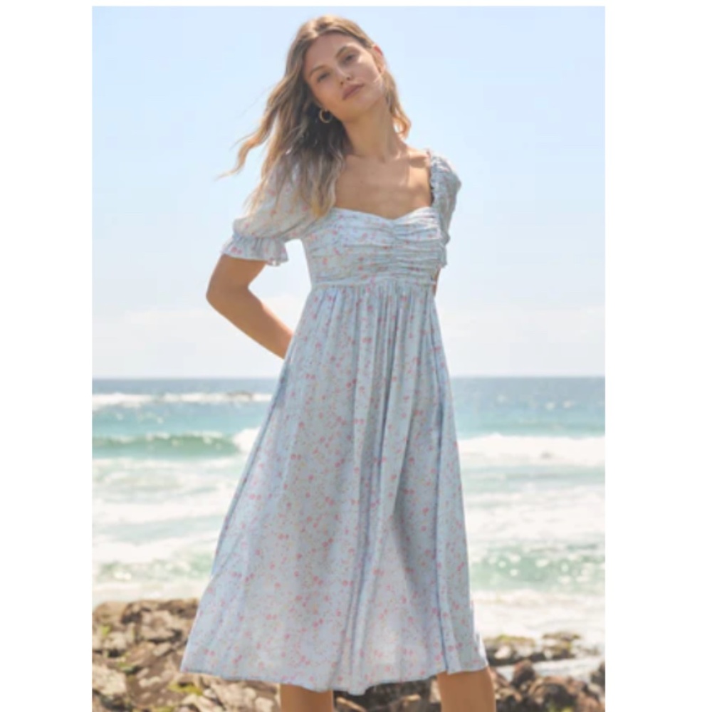 NWT Auguste The Label Milana Chloe Ruched Midi Dress